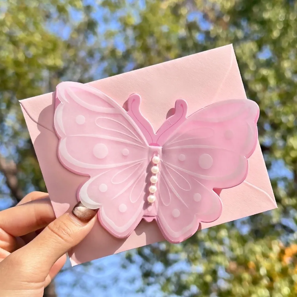 

Cute With Envelope Butterfly Card Party Sweet Birthday Card Greeting Pearl Accessories DIY Card Anniversary