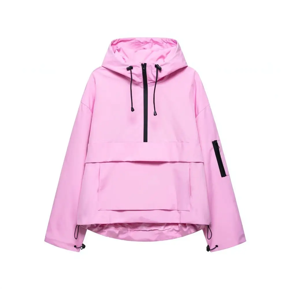 Women Summer Utility Jacket Hooded Outdoor Windproof Coat Waterproof Casual Loose Functional Streetwear Sporty Fashion