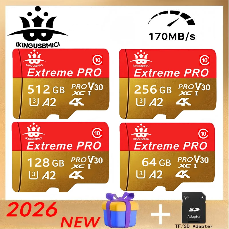 Quick Transfer SD Cards 256GB TF Cards 512GB Memory Card 64GB Micro TF SD Card U1 for GoPro/Tablet/Gaming Console/Car Camera