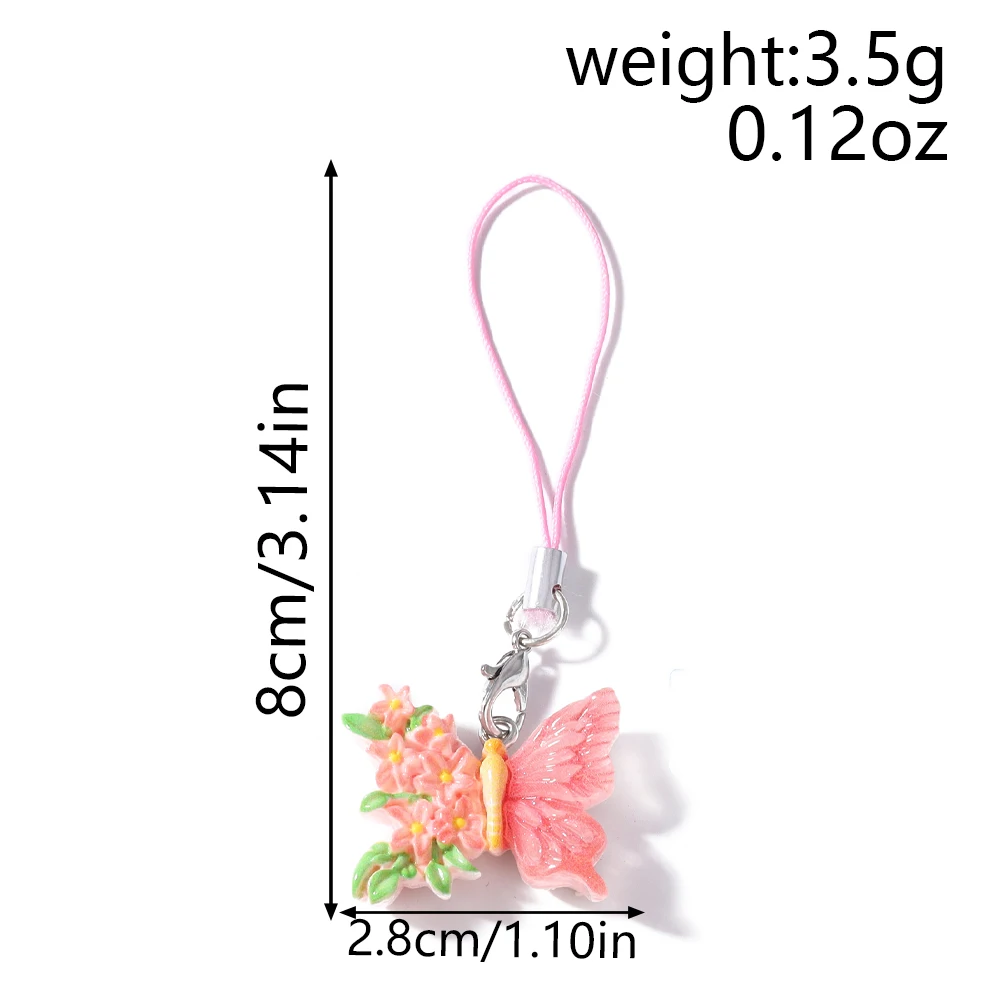 Aihua 4 teile/satz Süße Schöne Bunte Schmetterling Telefon Kette Hängen Telefon Gurt Handgemachte Mobile Lanyard Schlüsselbund Schmuck Geschenke – Detail 6