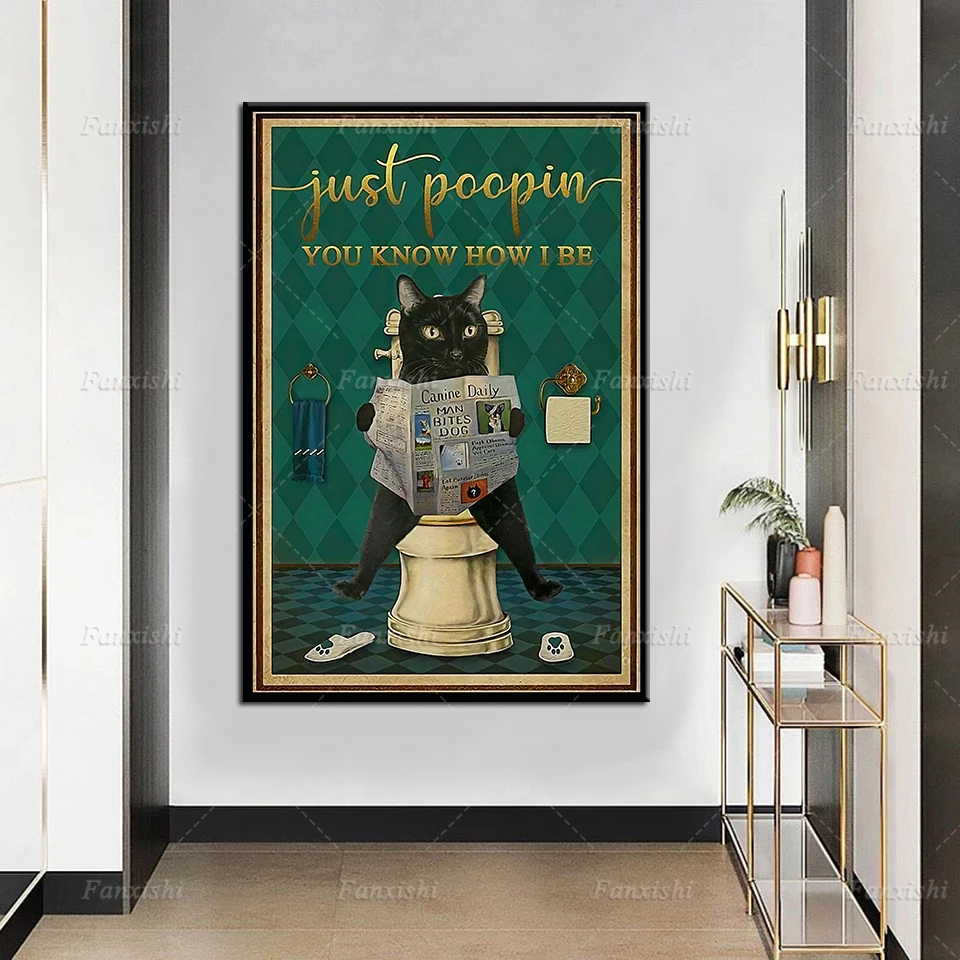 

Wall Art Hd Prints Home Decor Ust Poopin You Know How I Be Cat Pictures Canvas Paintings Funny Vintage Poster For Bathroom