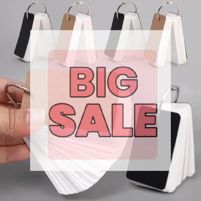 100Sheets Blank Cards Paper With Rings Study Note Memo Pad With Binder Ring For Office School Student Supplies