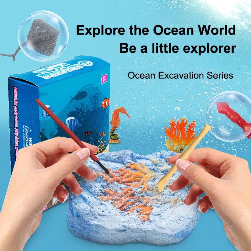 

Ocean Animal Gemstone Dig Kit Kid Archaeological Excavation Gemstones Toy Toddler Science Kit Educational Handmade Toys