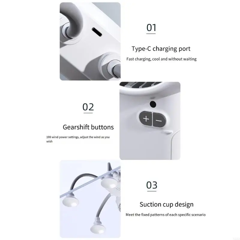 Unique Animal Print Portable Cooling Fan With Type C Charging 199 Speeds Foldable For Computer Study Work Space N58D