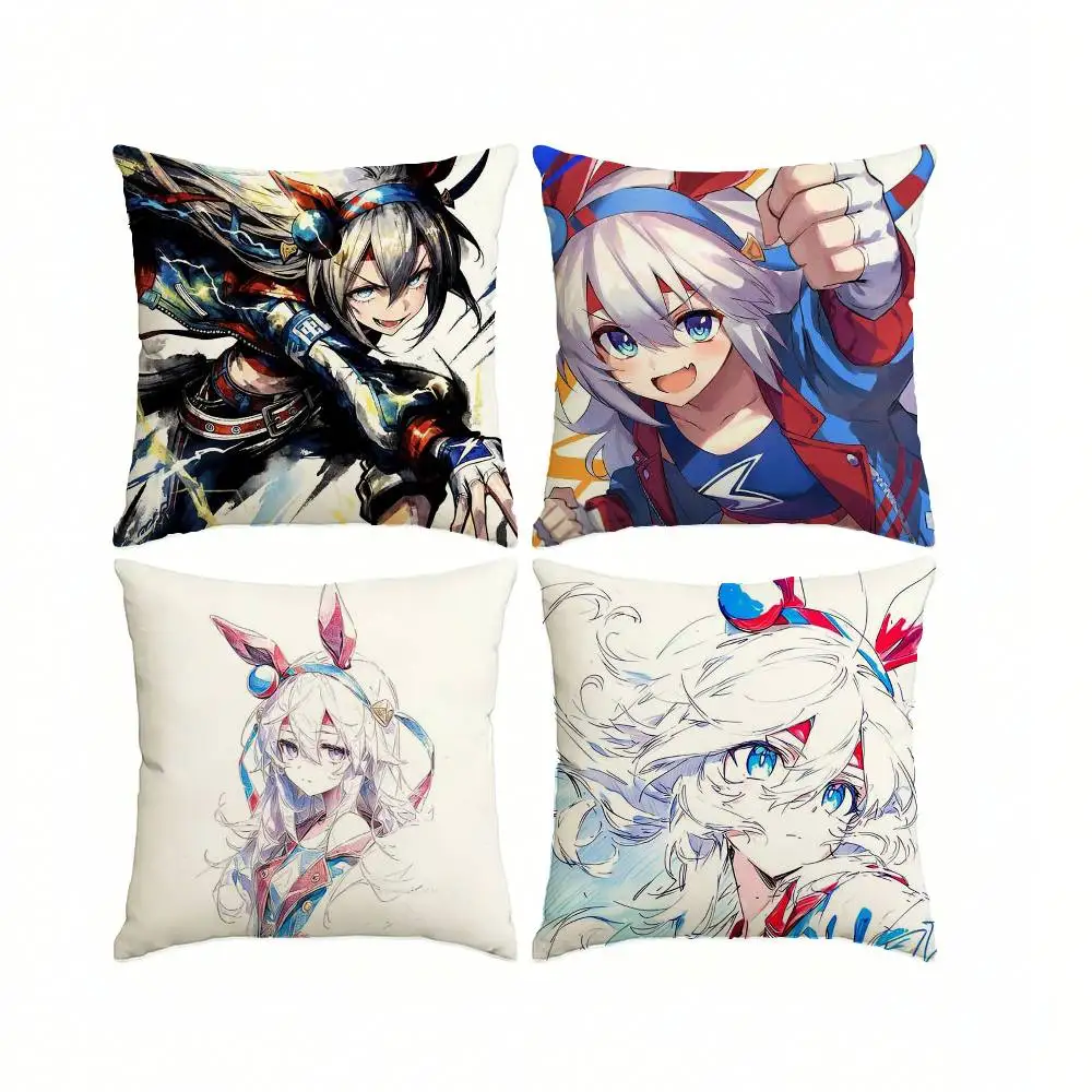 P-Pretty D-Derby Cute T-Tamamo C-Cross  Pillow Case Square Double-Sided Sofa Cushion Cover Bedroom Bedside Pillow