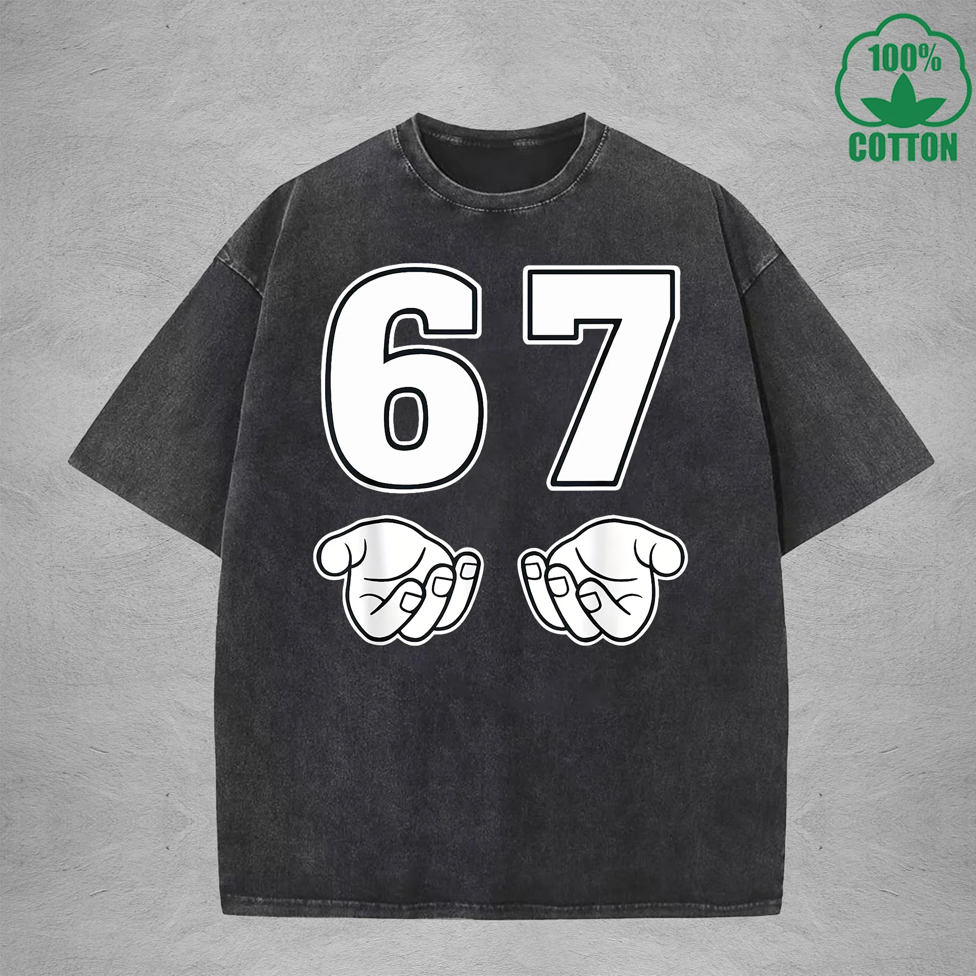 

Interesting 67 Interest Printed Washed T-Shirt 230G Multicolor Loose Trendy Fashionable 100%Cotton Short Sleeve Top