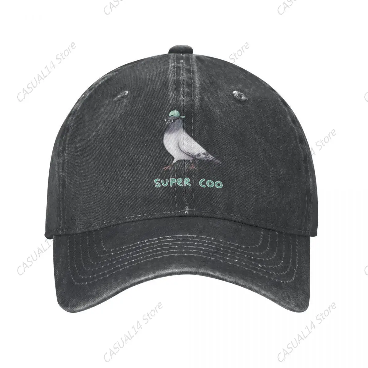 

Super Coo Denim Baseball Cap Pigeon Logo Sports Trucker Hat Spring Breathable Unisex Stylish Casual Snapback Cap