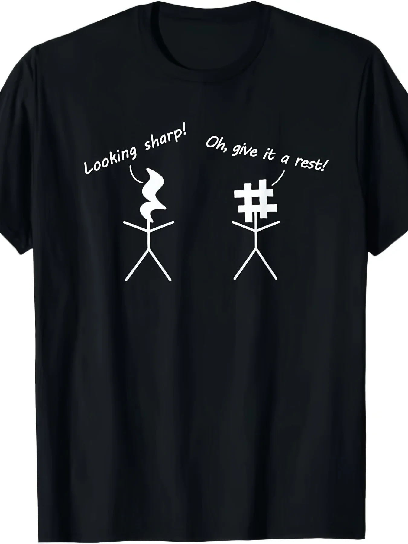 Men's & Sharp Rest Note Music T-Shirt - Treble Clef & Musical Note Graphic Tee, S-3XL Sizes, Comfortable Casual Wear for Musicia