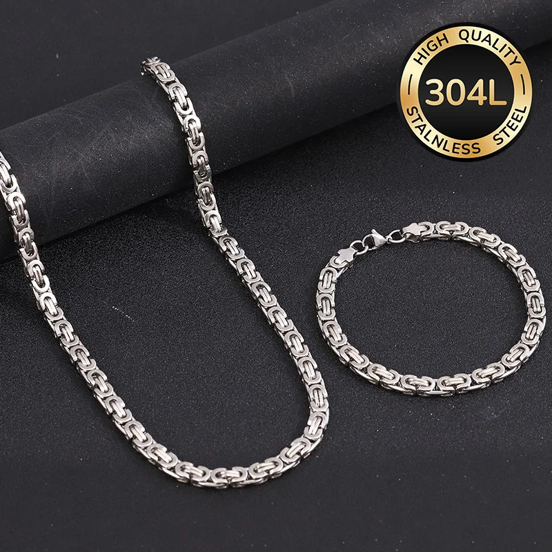 Stainless Steel Emperor Chain Hot Selling Titanium Steel Flat Section Chain Loop Section Bracelet Necklace Jewelry
