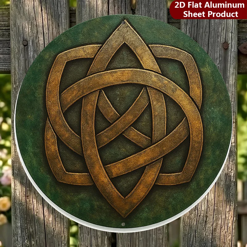 2D Flat, 1pc,Celtic Knot Sign - 20.32X20.32 cm, Design Metal Wall Decor,Knotwork Art Decorative Sign Suitable for Garage, Cafe D