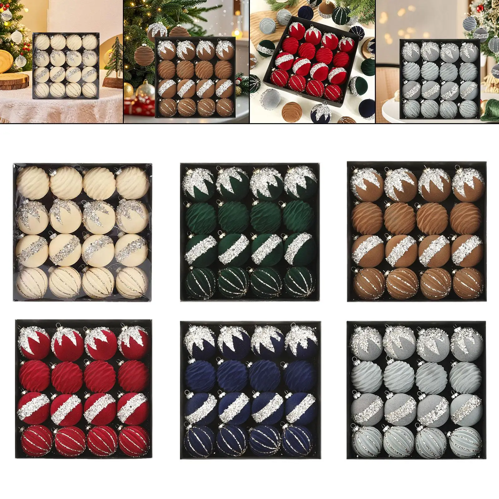 Esferas navideñas de terciopelo elegantes, decoraciones colgantes inastillables para fiestas navideñas, manteles de boda en casa