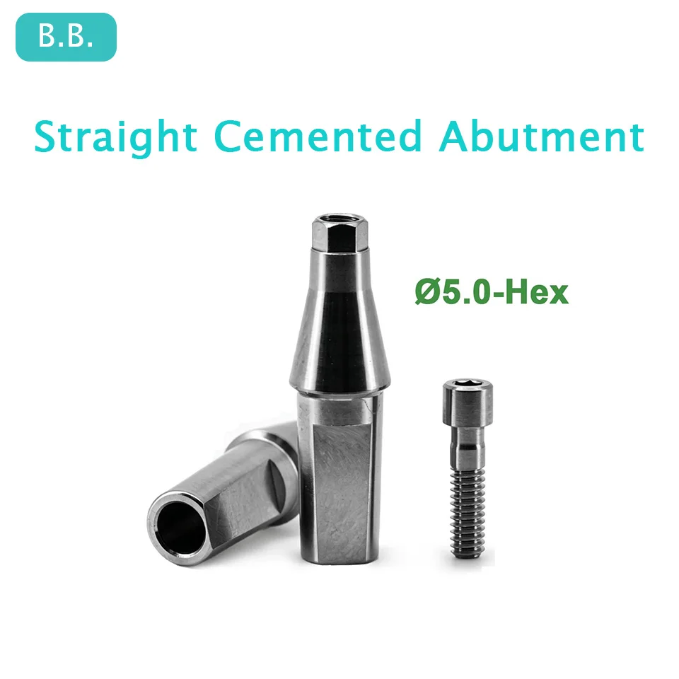 10Pcs Dental Straight Cemented Abutment Titanium Grade 5 Hex Component Fit BB Implant System Prosthetic Restoration Supply