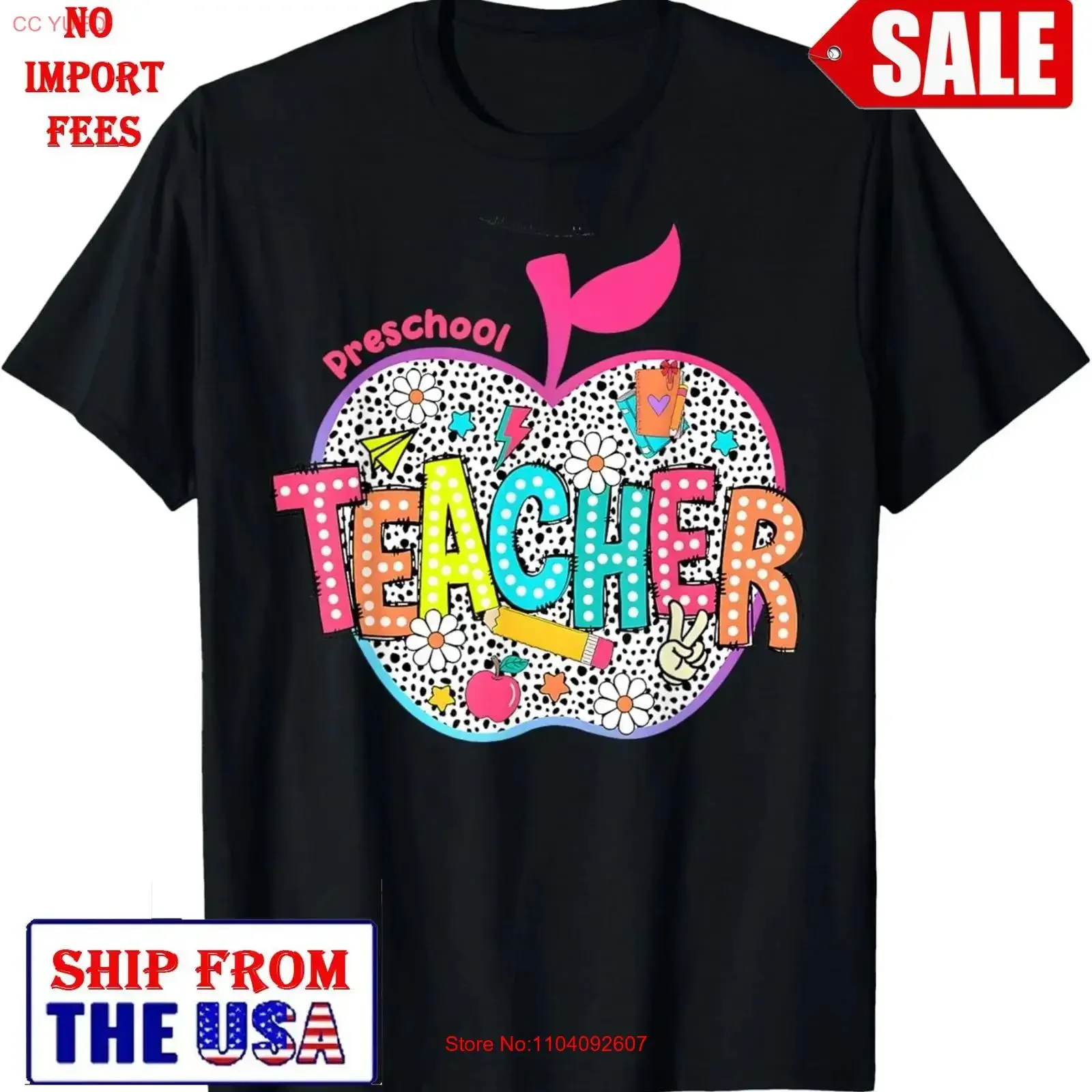 Preschool Teacher Flowers Retro Lightning Back To School T Shirt vintage Washed Stretched Slightly Unisex Top For Everyday Wear