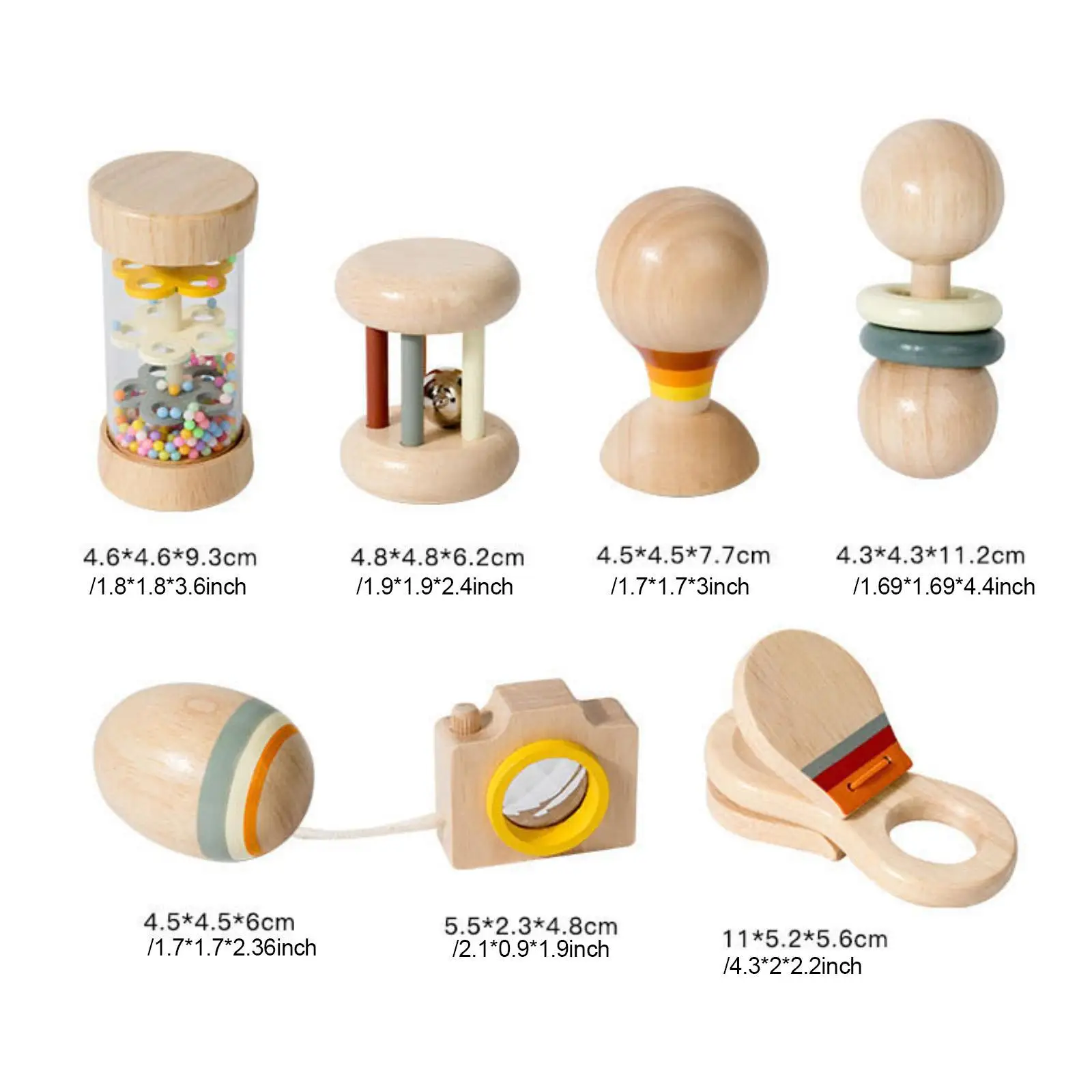 7 Pieces Wooden Baby Toy Set Montessori for Newborn Toy Infant 0 6 12 Months