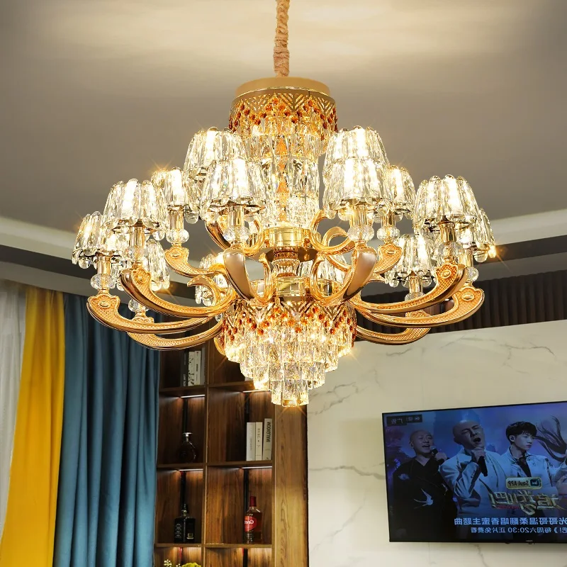 

Light Luxury Crystal Living Room Chandelier Postmodern Master Bedroom Lighting New Simple European Atmosphere Restaurant Lamps