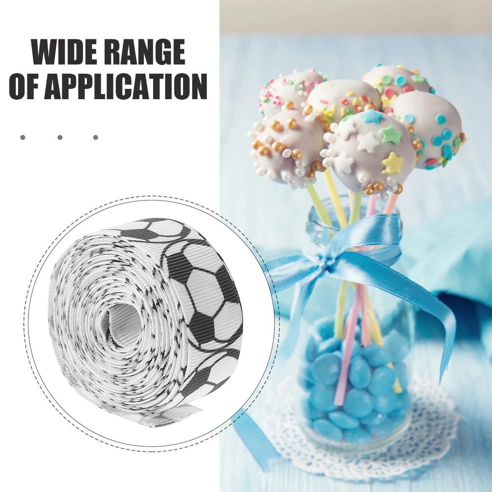 

2 Rolls Soccer Football Ribbon Ribbon 22mm 4.5M Football Decorative Packaging Gift Wrapping DIY Craft Bow Tie nament