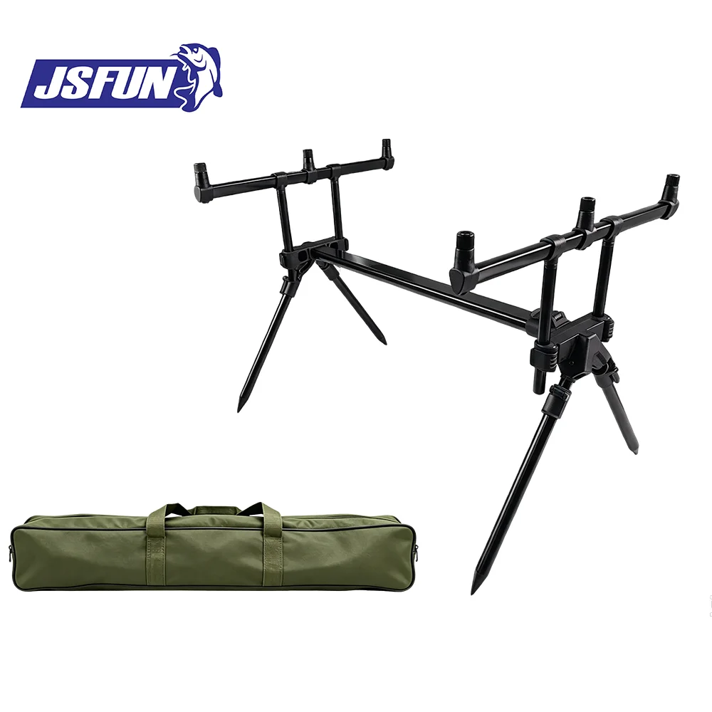 JSFUN Aluminum Telescopic 3-Rod Carp Rod Pod Adjustable Bank Sticks Buzz Bars For Bite Alarm Carp Angling Tackle