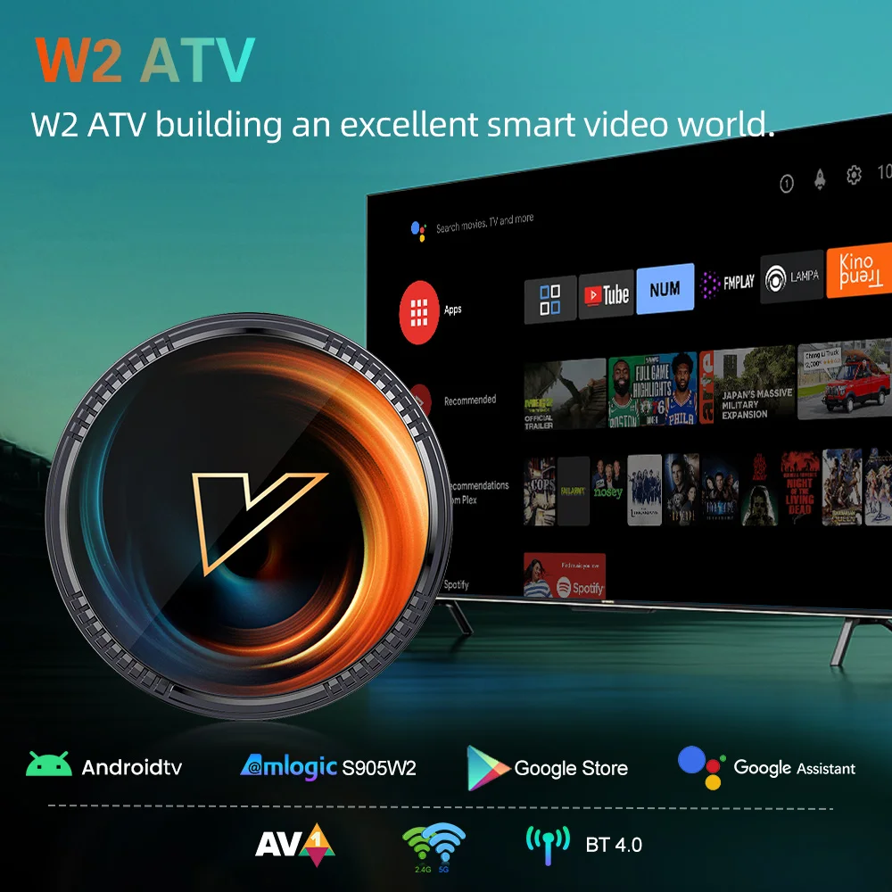 VONTAR W2 ATV androidtv 11.0 TV Box Amlogic S905W2 Suporte Google Entrada de Voz 8K Vídeo 4K AV1 Dual Wifi BT4.0 Media Player