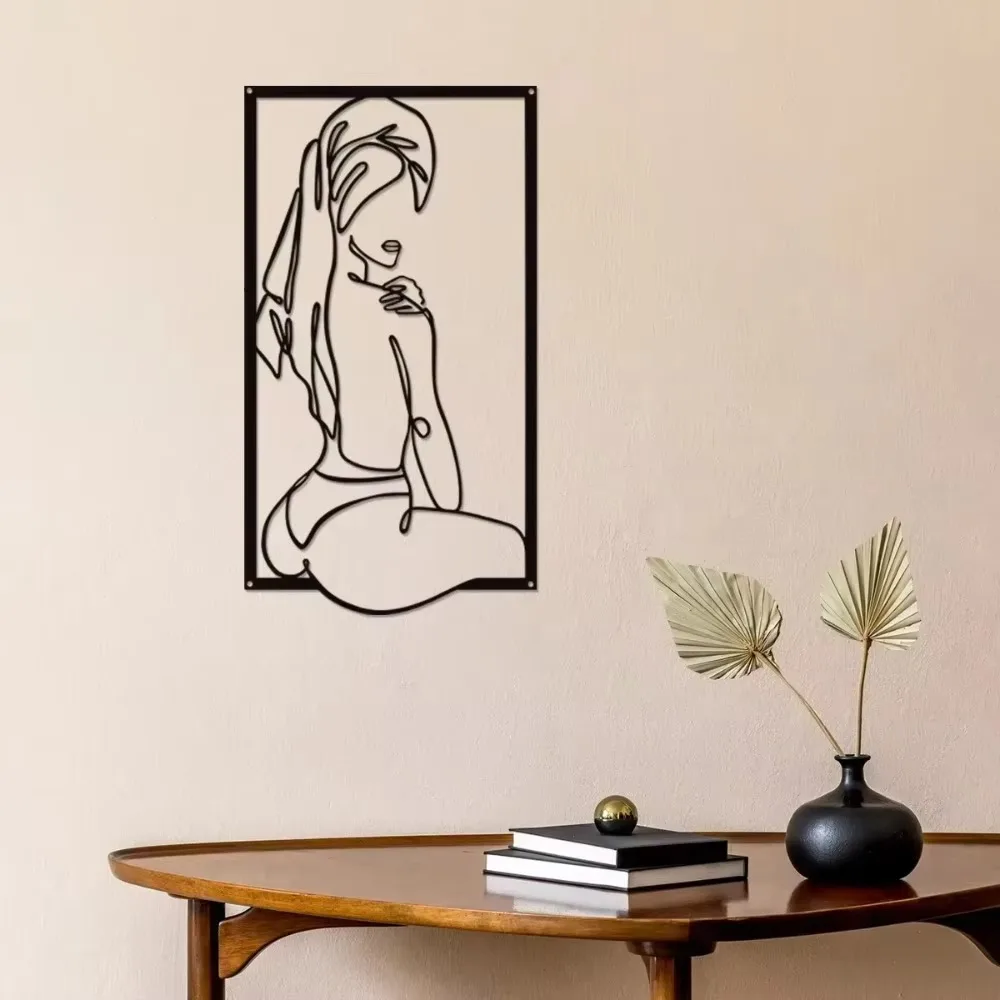 ARTLINEZ فن جداري معدني تجريدي باللونين الأبيض والأسود | ديكور فريد لغرفة النوم والمكتب #1