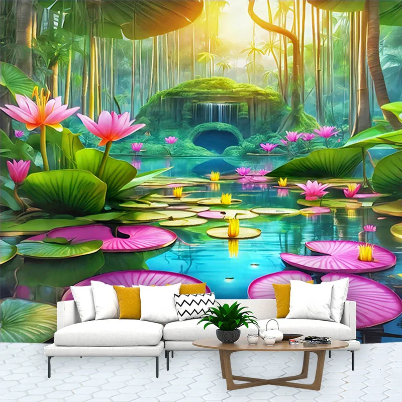 Psychedelic  Landscape Wall Tapestry Water Lily Home Decoration  decoration Wall Hanging  Background Cloth