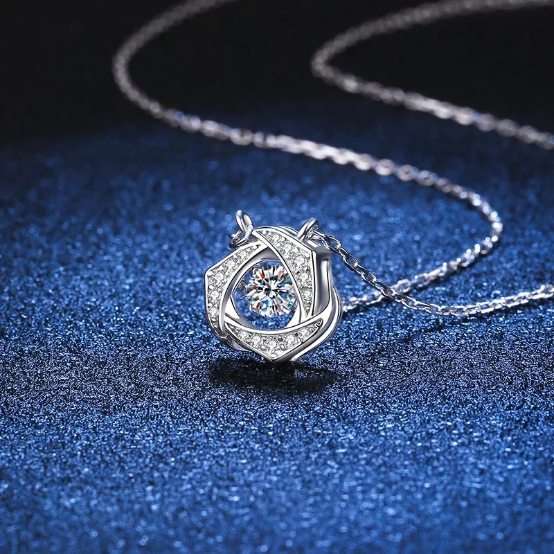 NASIA S925 Solid Silver 0.3CT Moissanite Pendant for Women Sparkling Beating Girl's Necklace Simulated Diamond Wholesale 2026