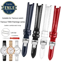 Fashion Genuine Leather Women's Watch Strap For Tissot 1853 T094 Flamenco Series T094210 Watch Bracelet 12mm WatchBand Send tool
