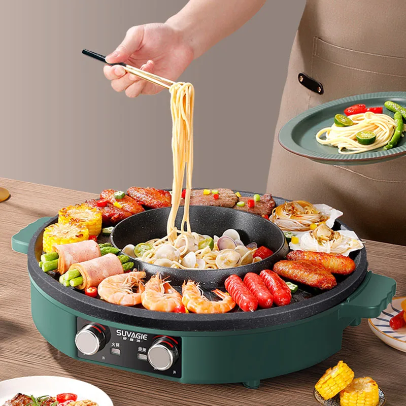 Noodle Divided Hot Pot Bbq Electric Grill Big Multifunction Chinese Hot Pot Thickened Meat Lamb Kitchen Fondue Chinoise Cookware