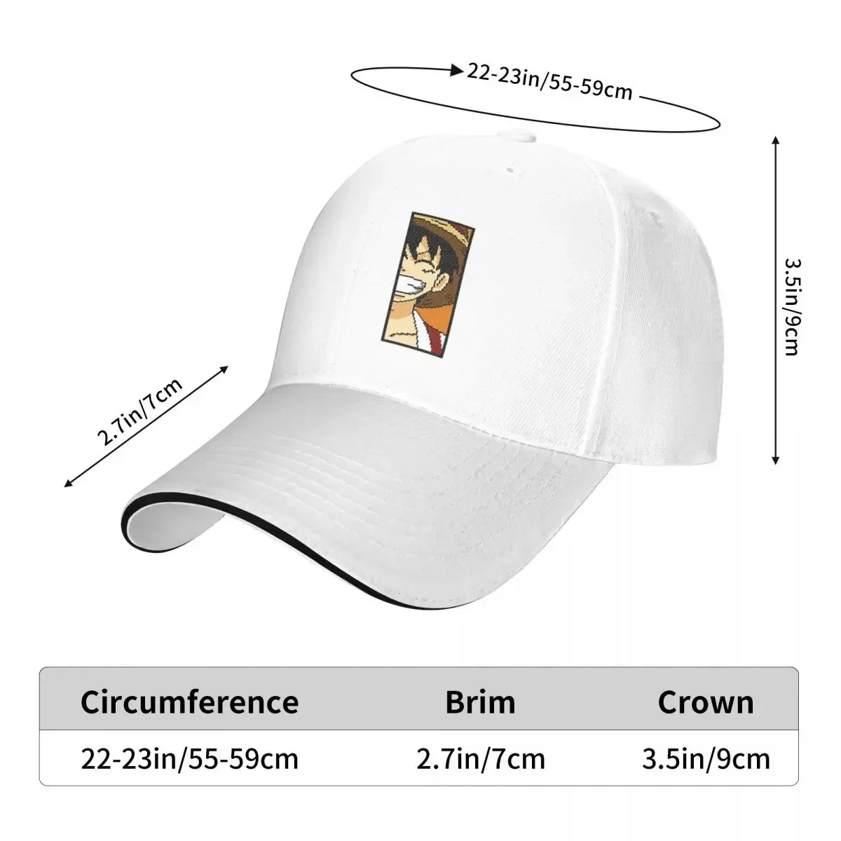 Pixel Monkey D. Luffy Baseball Caps Snapback Fashion Baseball Hats Breathable Casual Outdoor For Men's And Women's Polychromatic