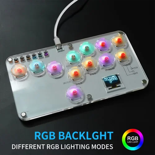 Palo de Arcade sin pegatinas, 12 teclas, Mini juego de lucha con todos los botones, palo de Arcade, controlador sin palanca, palos de lucha para PS3/PS4/PC/Switch