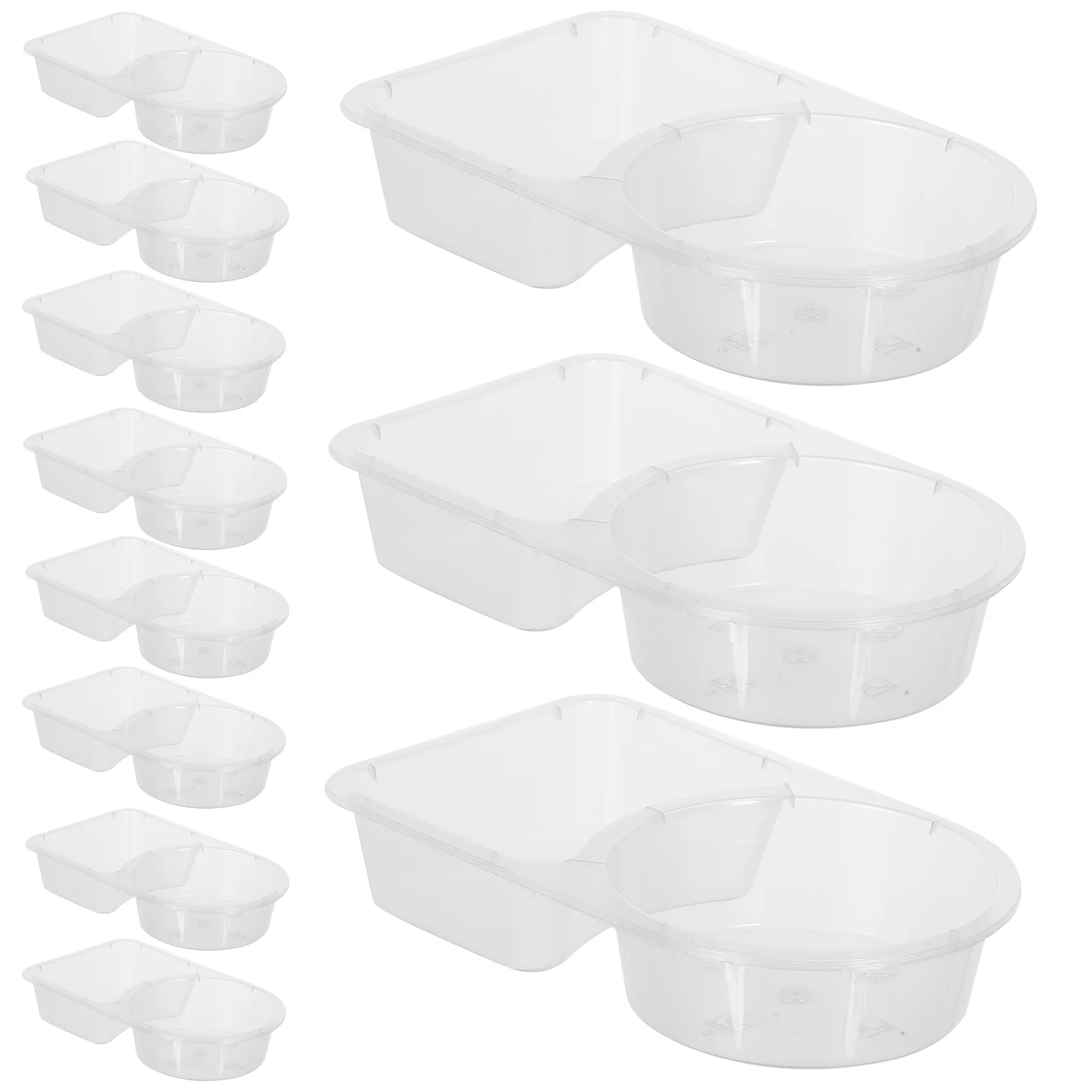

50 Pcs Disposable Sauce Boxes Plastic Clear Condiment Containers Leakproof Dual Compartments Small Dip Cups Storage Kitchen Bar