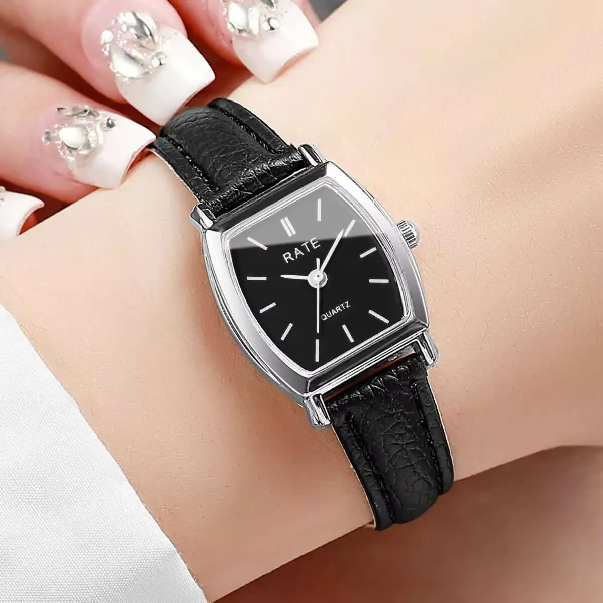 2PCS/Set Fashion Small Dial Women Watches Casual Leather Strap Quartz Wristwatch Reloj Mujer Girls Clock Gift（Without Box） - view 3