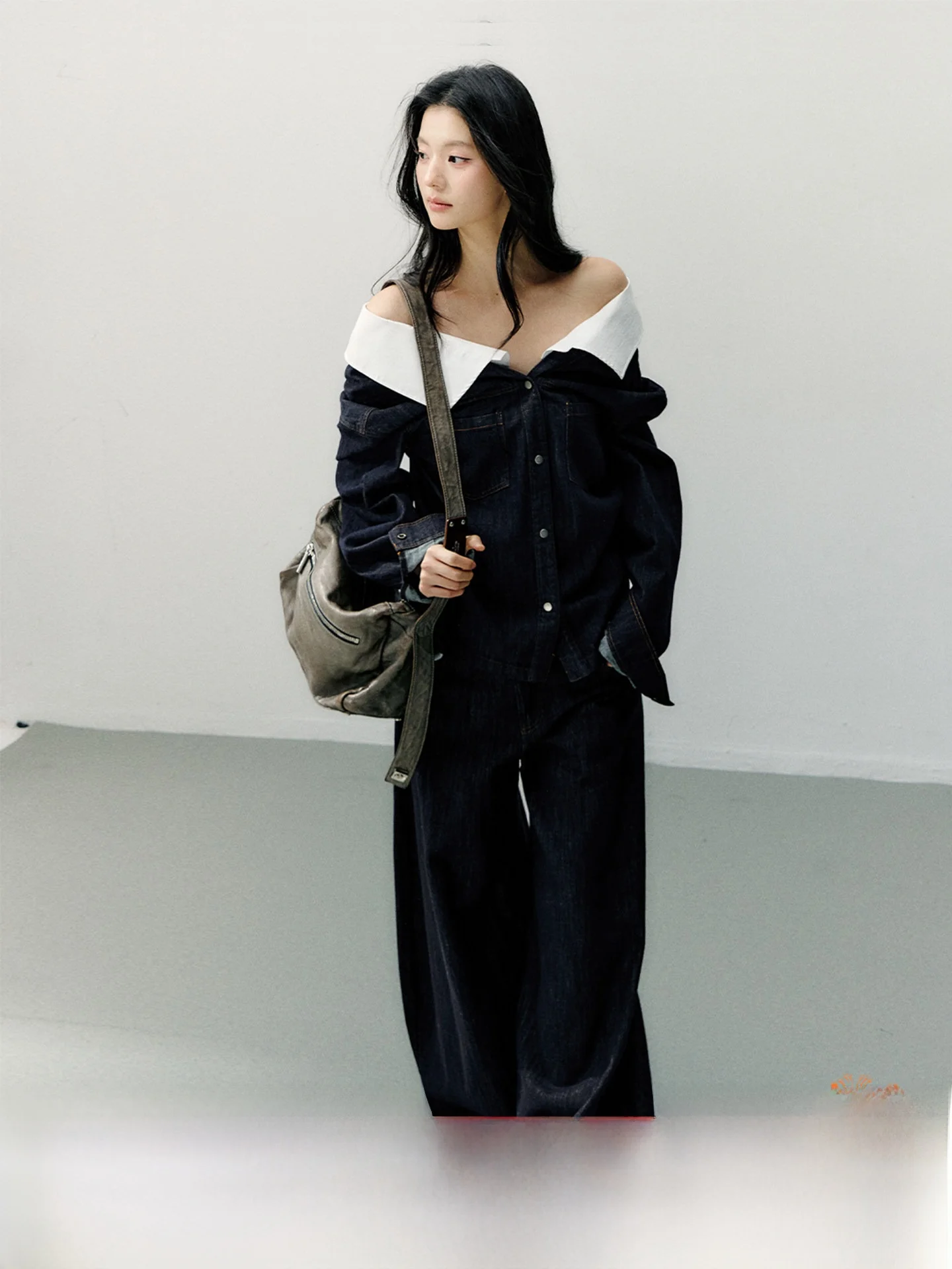 

7iftin Original Design Loose Casual Wide Leg Denim Jeans Women's Draped Loose Comfortable Long Pants Deep Blue Vintage