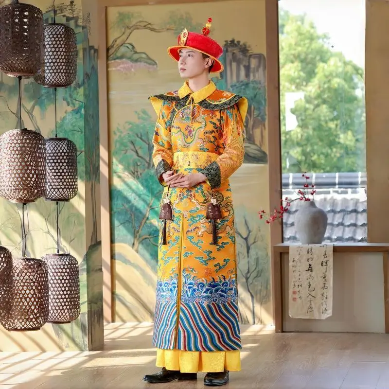 

China Qing Dynasty Royal Dragon Robe Manchu Emperor High-End Embroidered Costume Performance Clothing Photography Outfit