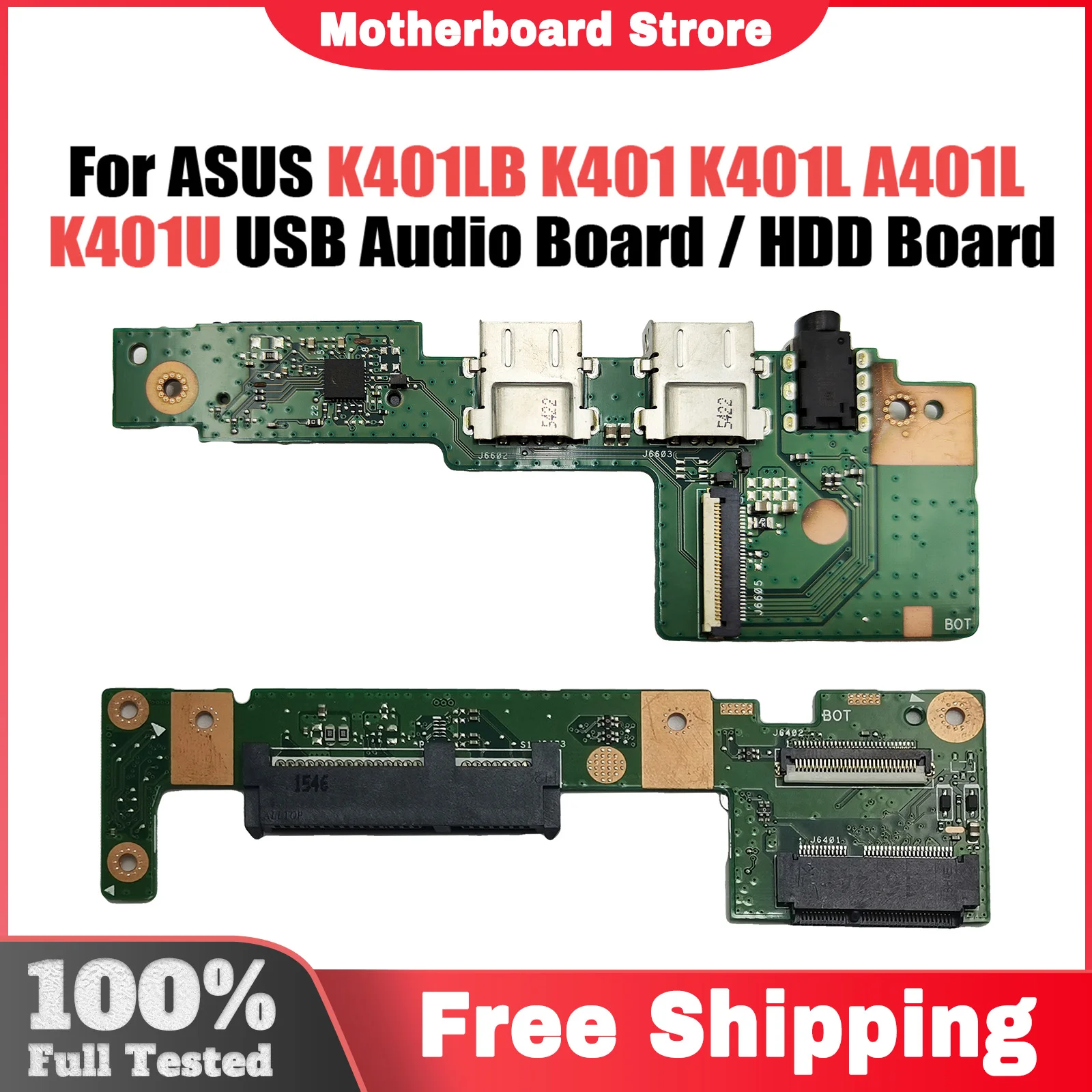 K401LB IO Board REV 2.0 For ASUS K401LB K401 K401L A401L K401U USB Audio board and HDD Boards 100% OK