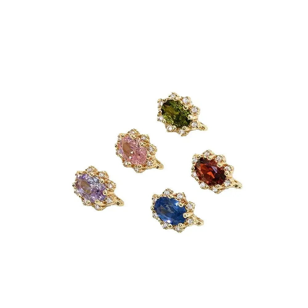 

14K Gold-plated Oval-shaped Colored Zirconium Double Triple Rows of Spacer Beads Diy Handmade Pearl Bracelet Accessory Material