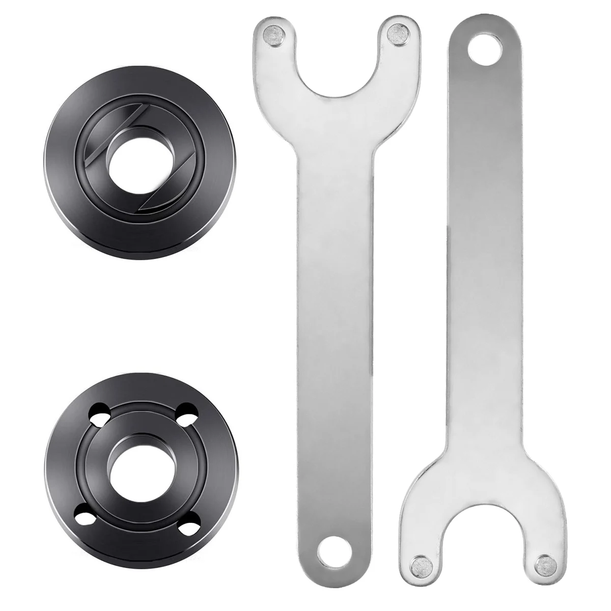 

4pcs Angle Grinder Press Wrench Spanner Set Carbon Steel Upper Lower Gasket Disc Nut Replacement for Electrical Sander Polisher
