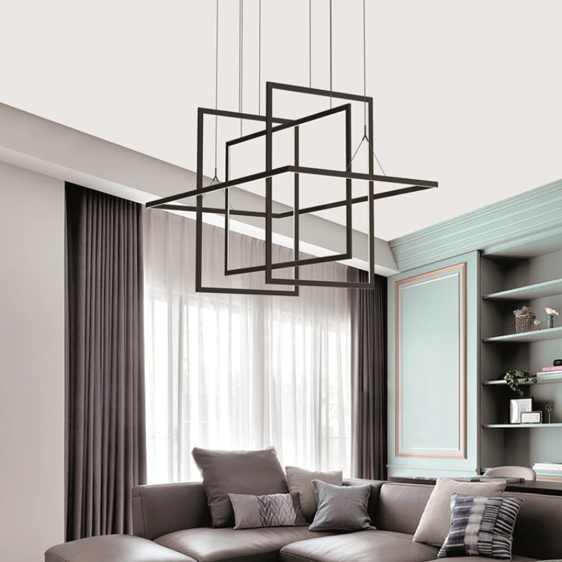 

Rectangle Pendant Lamp Classic Nordic Pendant Light Hotel Livingroom Decorative Hanging Lamp Aluminum ETL UL KC CE