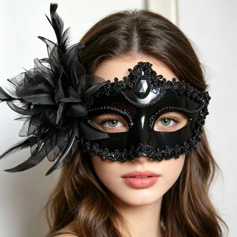 Diamond Venetian Mask Venice Feather Flower Wedding Carnival Performance Costume Sex Lady Mask Masquerade Dance Party