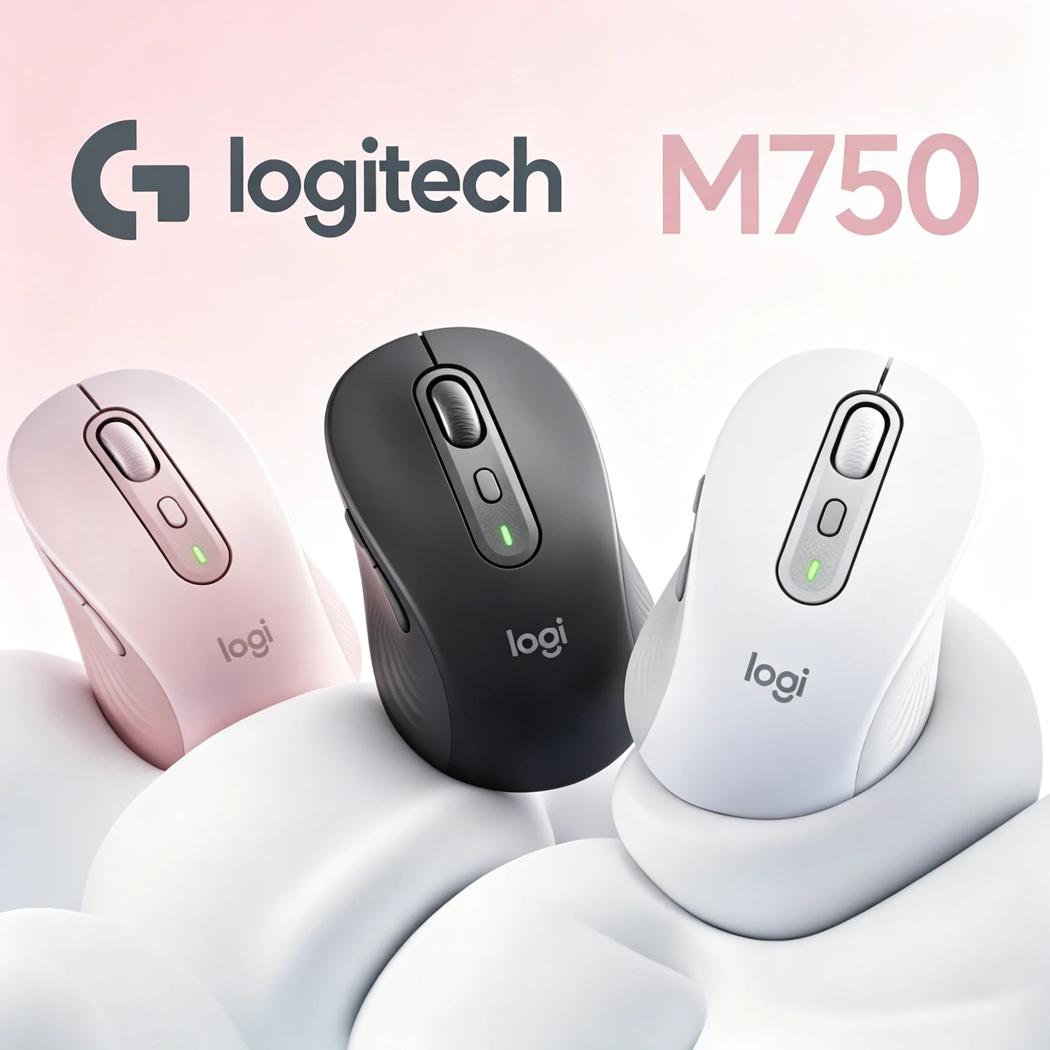Quiet‑Click Logitech M750 Multi‑Pair Wireless Mice,400‑4000 DPI Tuning,Ergonomic Curved Design For Home Office Notebook And Lapt