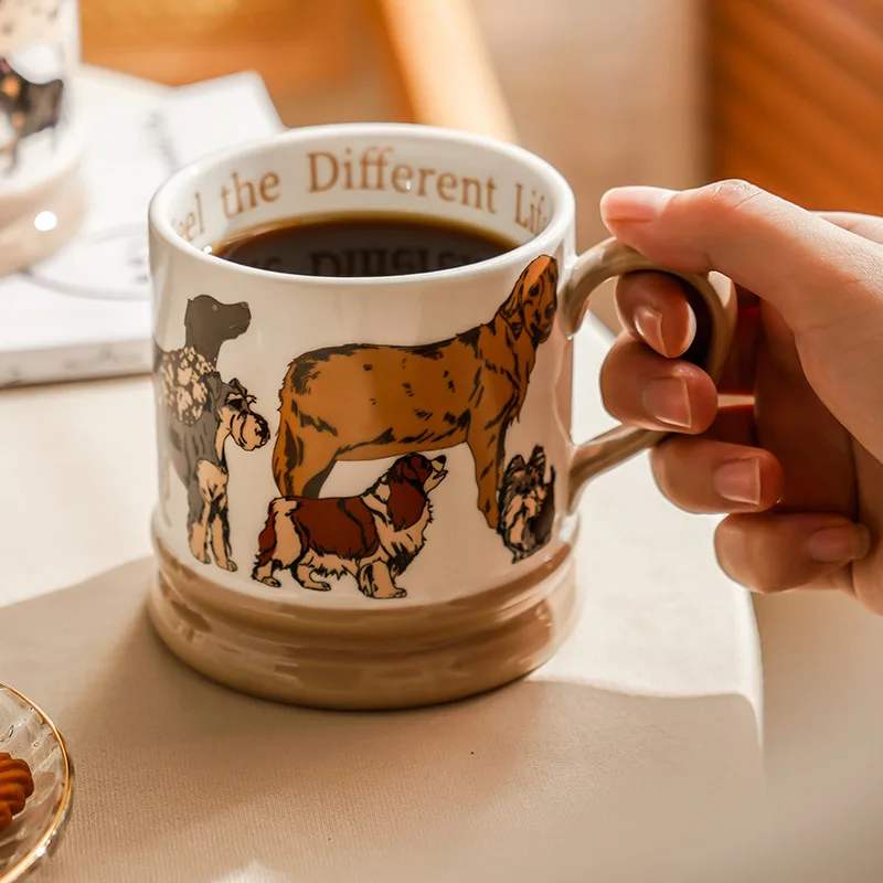 

Nordic Style Coffee Household High-value Afternoon Teacup High-end Water Cup Ceramic Cup Gift Puppy Mug Breakfast Cup