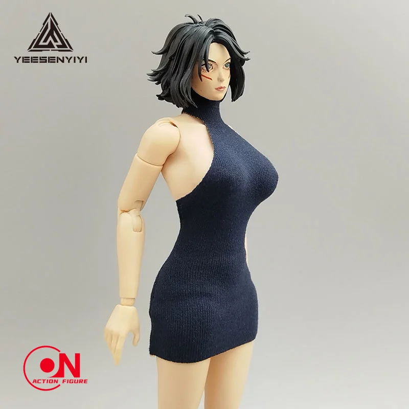 1/12 escala sexy malha alta pescoço sem costas design macacão camisola caber 6 polegada bjd feminino soldado figura de ação corpo bonecas