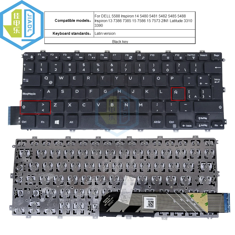 LA Latin backlit Keyboard For Dell Inspiron 5480 5481 5482 5485 5488 5580 5585 7386 7380 7580 06H7DV ​0C1PRN ​0R70CC