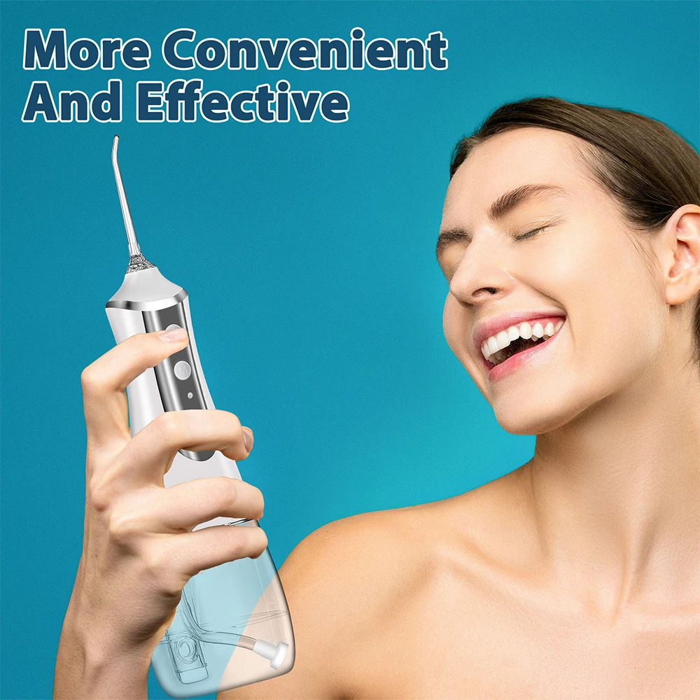 Water Flosser Dental Teeth Portable Cordless Oral Irrigator Large 300ML Rechargeable Travel Flossing Cleaner IPX6 Waterproof