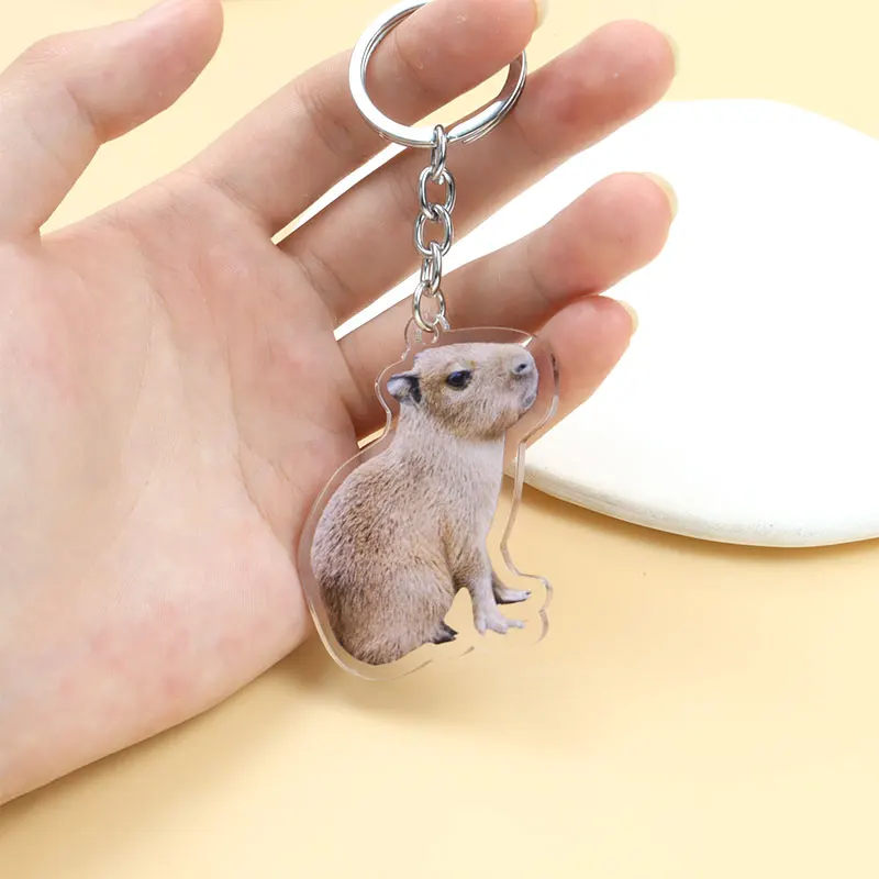 Funny Capybara Meme Acrylic Keychains Cute Cartoon Capybaras Double Sided Animal Keyring for Bag Car Key Pendant Accessory Gifts