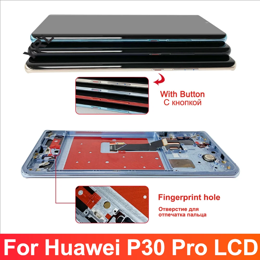 P30 Pro Display Screen with Fingerprints, for Huawei P30 Pro VOG-L29 VOG-L09 Lcd Display Touch Screen Digitizer Replacement