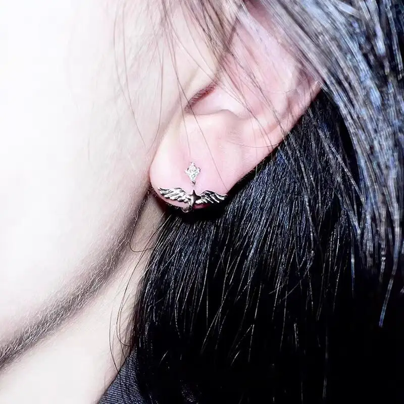1Pcs Creative Angel Wings Earring Y2K Cool Rear Hanging Earring For Women Fashionable Detachable Jewelry Accessory Gift