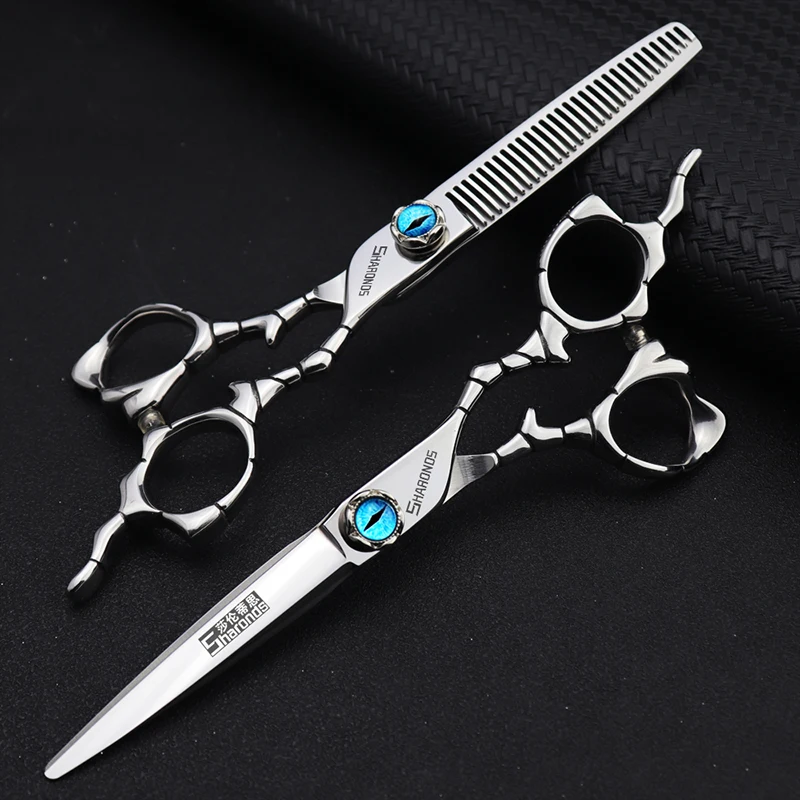 Japanese 440C Steel Professional Hairdressing Scissors 6 Inch Barber Shears Set Thin Haircut Free Custom Logo Hair Cutting Tools