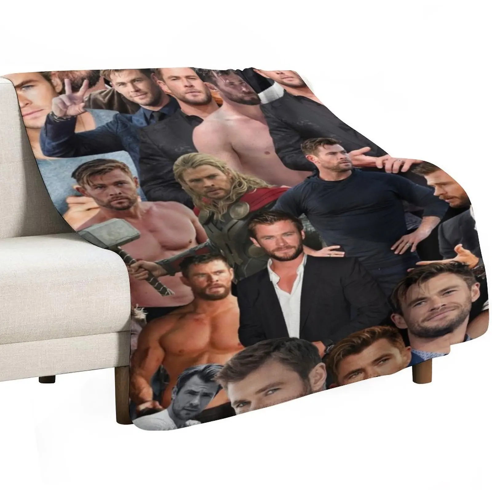 chris hemsworth collage Throw Blanket wednesday Blankets For Bed Personalized Gift Kid'S halloween Camping Blankets