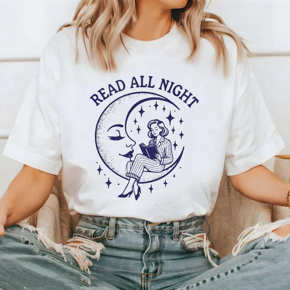 Read All Night, SVG PNG File, Trendy Vintage Bookish Retro Art Design for Graphic Tees, Tote Bags, Stickers, Keychains Etc.