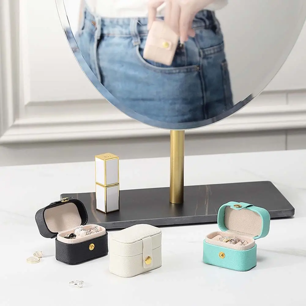 Fashion Simple Travel Gift PU Leather Water-proof Jewelry Organizer Earring Holder Ring Display Box Jewelry Storage Case
